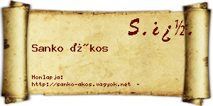 Sanko Ákos névjegykártya